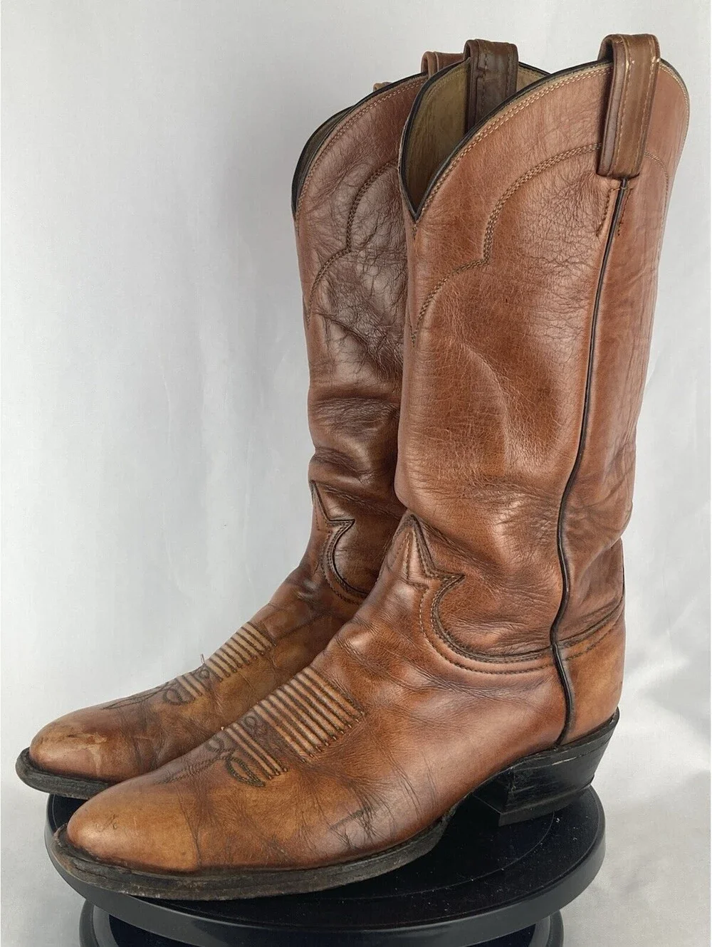 Men’s Size 8.5 D Tony Lama 5084 Vintage Tan Brown Leather Cowboy Western Boots